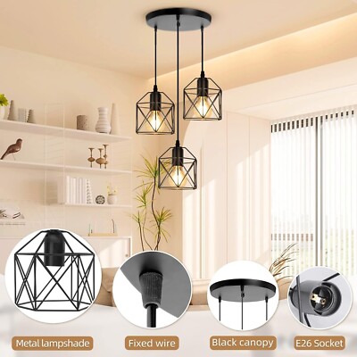 Lámpara de araña negra de 6 luces, lámparas de techo industriales de hierro para comedor, sala de estar, isla de cocina, vestíbulo Lámpara de araña negra de 6 luces, lámparas de techo industriales de hierro para comedor, sala de estar, isla de cocina, vestíbulo