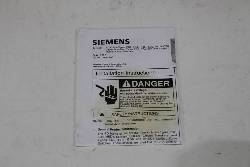 FUNDA MOLDEADA SIEMENS HED42B090L 90A 480V CB 42KA A 480VAC, 2 POLOS Foto 2 de 3