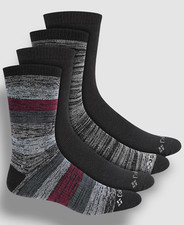 Columbia Men's Black Gray 4-Pack Moisture-Control Boot Crew Socks Shoe 6-12