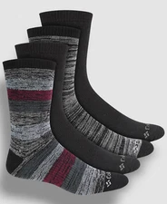 Columbia Men's Black Gray 4-Pack Moisture-Control Boot Crew Socks Shoe 6-12