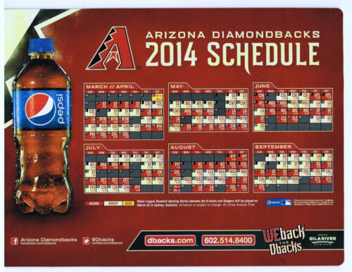 2002 - 2017 Diamondbacks Dbacks Pepsi Magnet Zeitplan - SGA NEU Ihre Wahl - Bild 15 von 19