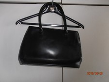 Sac à main noir brillant en PVC petites anses