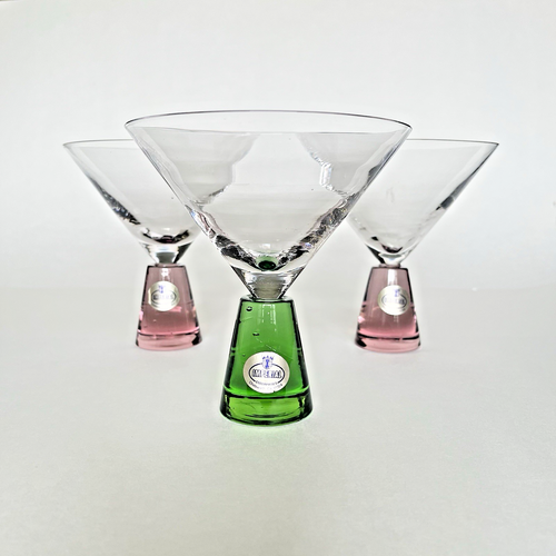 Set 3 Vintage Art Deco Block Sockel Sockel Martini Cocktail 8 Unzen Gläser Imperial
