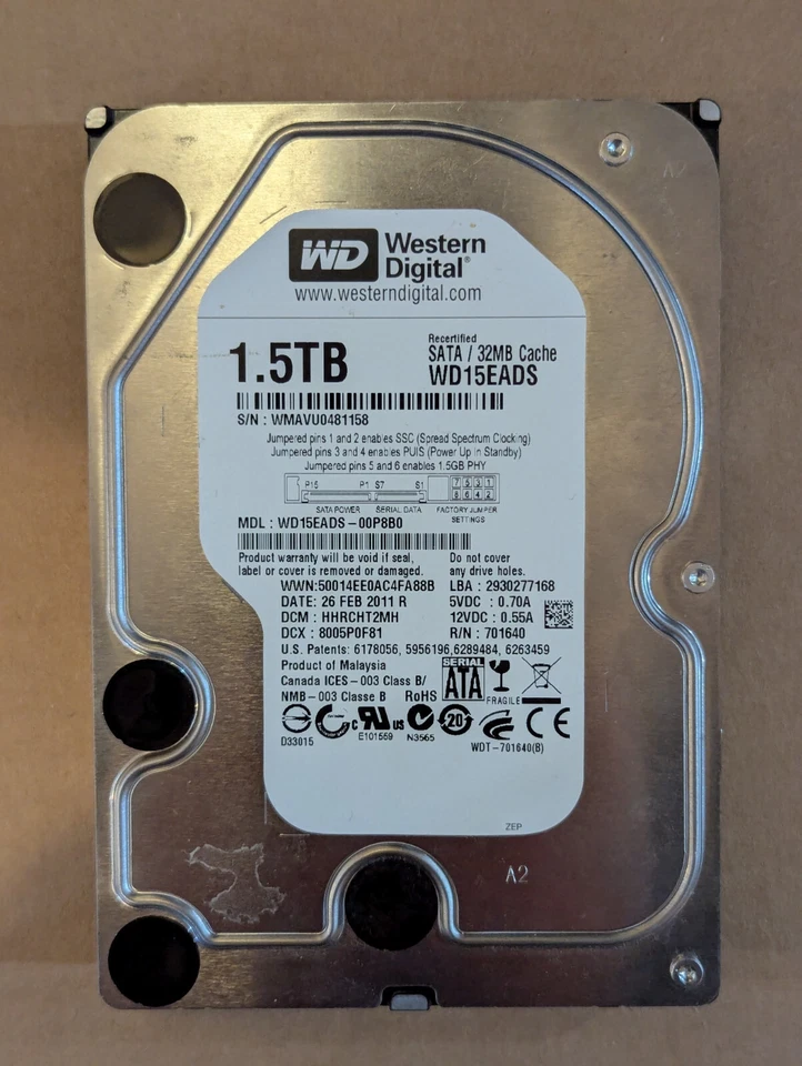 Western Digital 1.5TB Internal 7200RPM 3.5" (WD15EADS) HDD (White Label) - Image 2 of 2