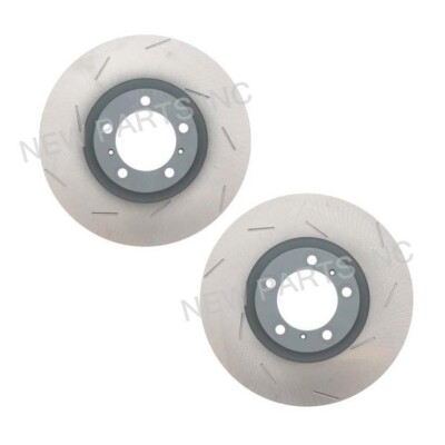 SHW Performance Pair Set 2 Front Brake Rotor For Panamera 1LD 1LU Silver Caliper