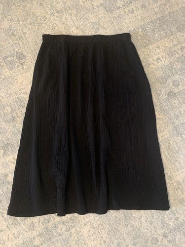New Eileen Fisher Organic Cotton Lofty Gauze Gathered Pocket Skirt Black Sz 1 X - Picture 4 of 11