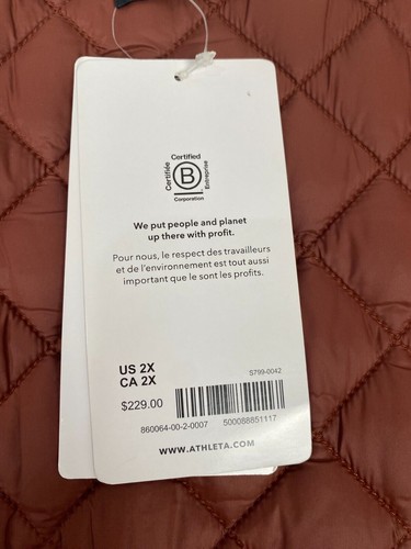Athleta Whisper Featherless Long Vest Mahogany Brown Puffer Jacket Coat Size 2X - Picture 8 of 20