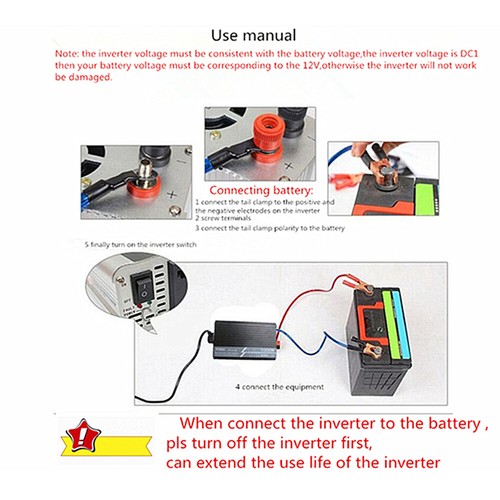 Car Power Inverter 500W Peak 1000W Pure Sine Wave 12V DC to 240V AC 50HZ From AU - Picture 9 of 12