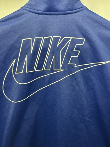 Nike Jacket Boys Medium Long Sleeve Full Zip Pockets Blue/white Large Logo - Picture 3 of 7
