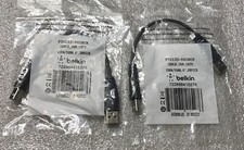 2 - New Belkin 6" Pro Series USB 2.0 Data Transfer Cable Black F3U133-06INCH
