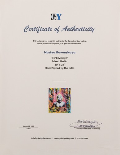 Modern  Mixed Media Painting by Nastya Rovenskaya, "Pink Marilyn" - Picture 7 of 7