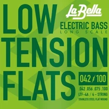 La Bella LTF-4A Stainless Steel Low Tension Flats Bass Guitar Strings; 42-100