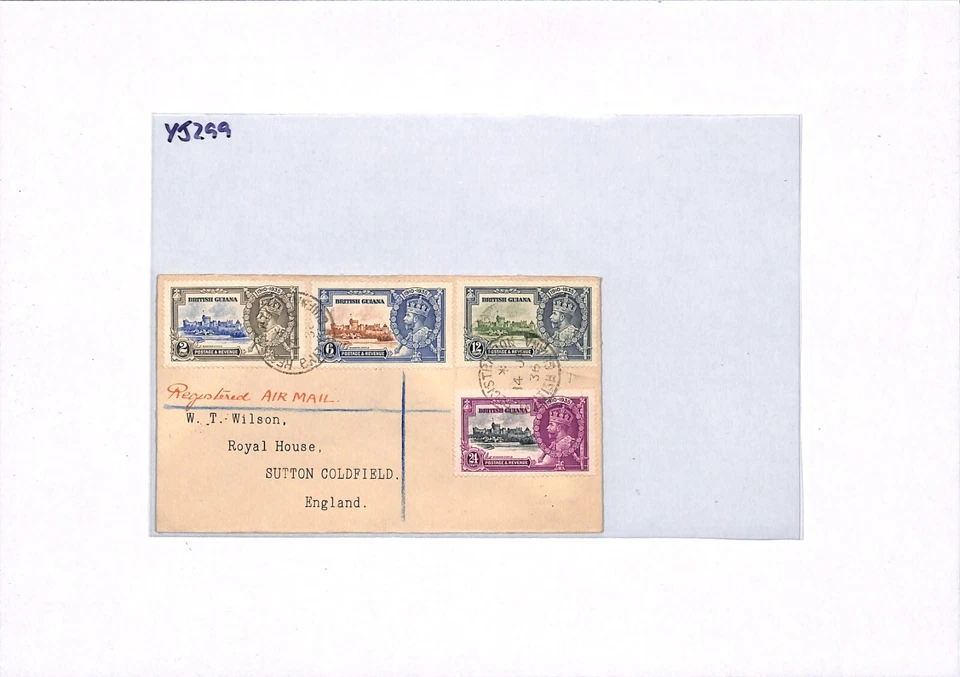 BRITISH GUIANA Cover 1935 KGV SILVER JUBILEE Set Reg'd 1936 *W.T.Wilson* YJ299 - Image 3 of 4