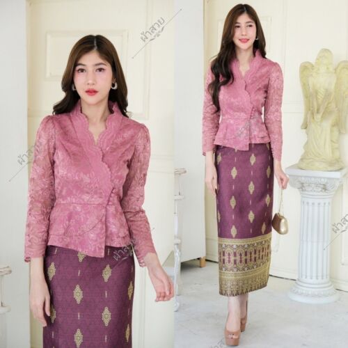 THAI TRADITIONAL BLOUSE SHIRTS LAOS SILK - Picture 40 of 74