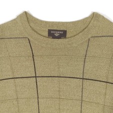 Dockers Check Sweater Mens Large Long Sleeve Pullover Crew Neck Acrylic Brown
