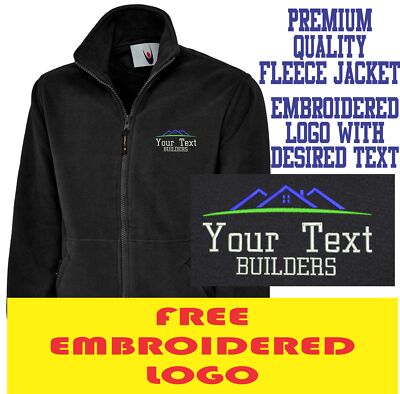 Personalisierte bestickte Your Text Builders Logo mit durchgehendem Reißverschluss Vliesjacke