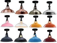 Vintage Ceiling Light Retro Industrial Flush Mount Ceiling Lamp Shade Fitting UK
