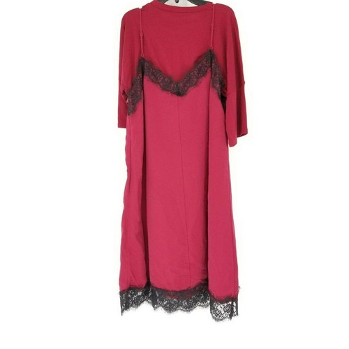 English Factory Womens Dress Large Layered 3/4 Sleeve Lace Fringe Red Lined $110 - Picture 2 of 6