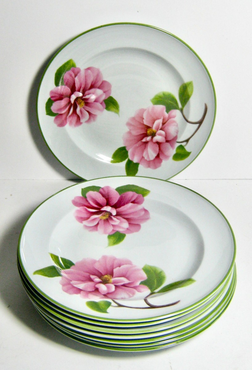 spodeアンティークブロカント花柄フラワーモチーフ花リムディナー皿4枚セット Set of 8 Spode Plates 6 1/4