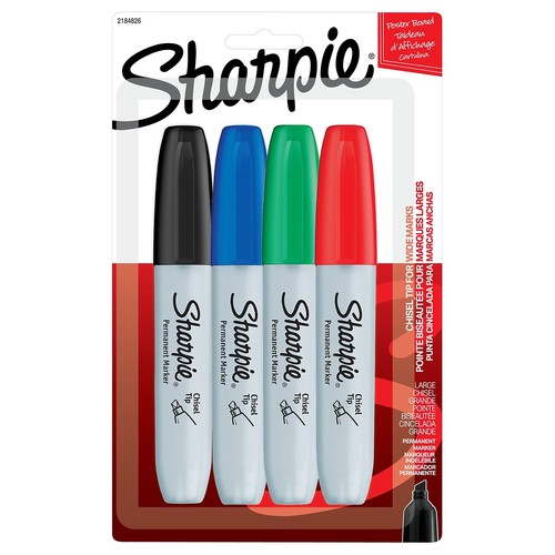 Sharpie Permanent Marker Chisel Tip Assorted 4/Set (38254PP/2184826)