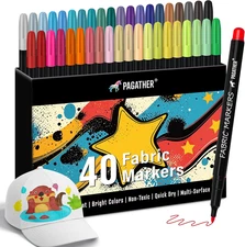 Fabric Markers Permanent for Clothes, 40 Colors Fine Tips Paint Pens for Clothin