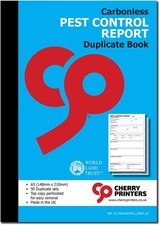 Cherry Printers Carbonless NCR Pest Control Report Duplicate Book A5 50 Sets