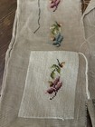 Vintage Needlepoint Tapestry Canvas Floral Flowers - Set Of 3 Pieces Unfinished — photo 4