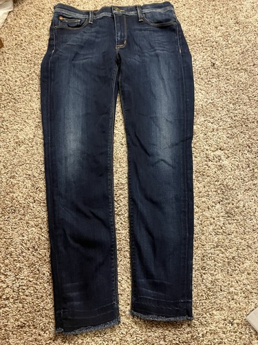 Hudson Krista Crop Skinny Jeans Womens 30 Dark Wash Made In USA Raw Hem - Afbeelding 1 van 10