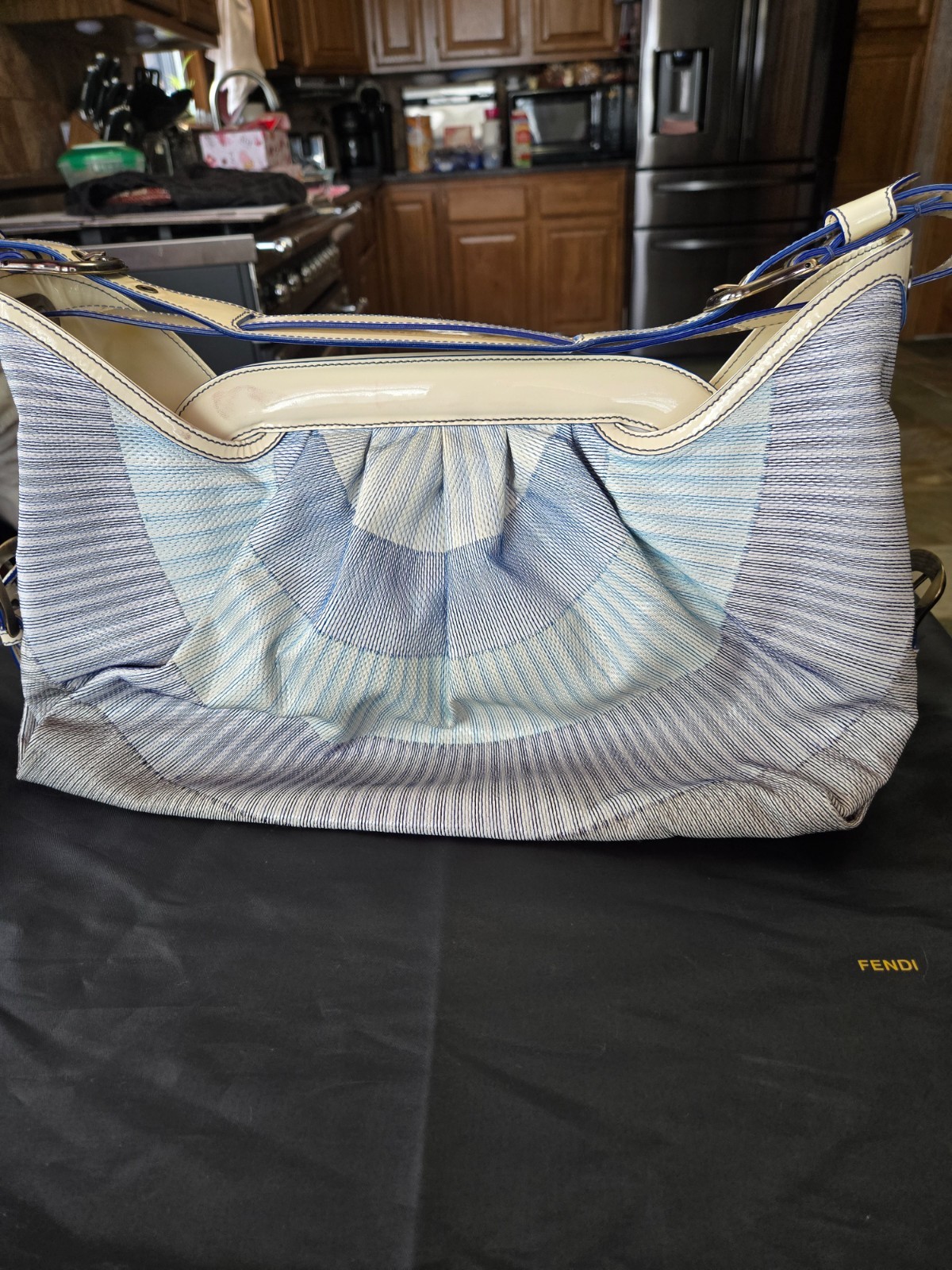 Authentic women's Fendi handbag blue & white thumbnail 11