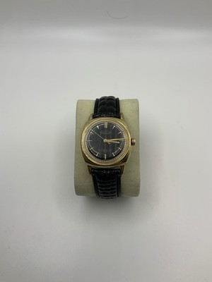 Roberta Vintage Armbanduhr Gold-Optik, Schwarzes Zifferblatt, 17 Rubis, Läuft!