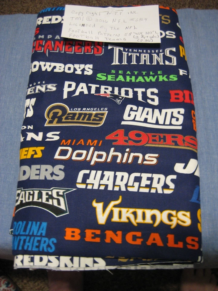 NTT INC. NFL # 6864 EQUIPOS DE FÚTBOL AMERICANO TELA DE ALGODÓN 2 3/4 YARDAS. DECORACIÓN ARTESANAL 2016 Foto 2 de 3