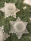 4  Snowflake Tealight Frosted Glass Candle Holders Stack Sm Votive Winter Table — photo 9