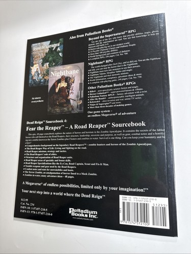 Dead Reign RPG: Sourcebook 4 Fear The Reaper -- Palladium Books - Picture 2 of 4