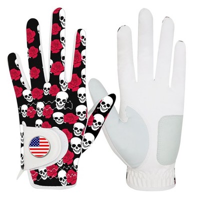 FINGER TEN Golf Gloves Men 1 Pack with Ball Marker for Left Hand Large, Rose 