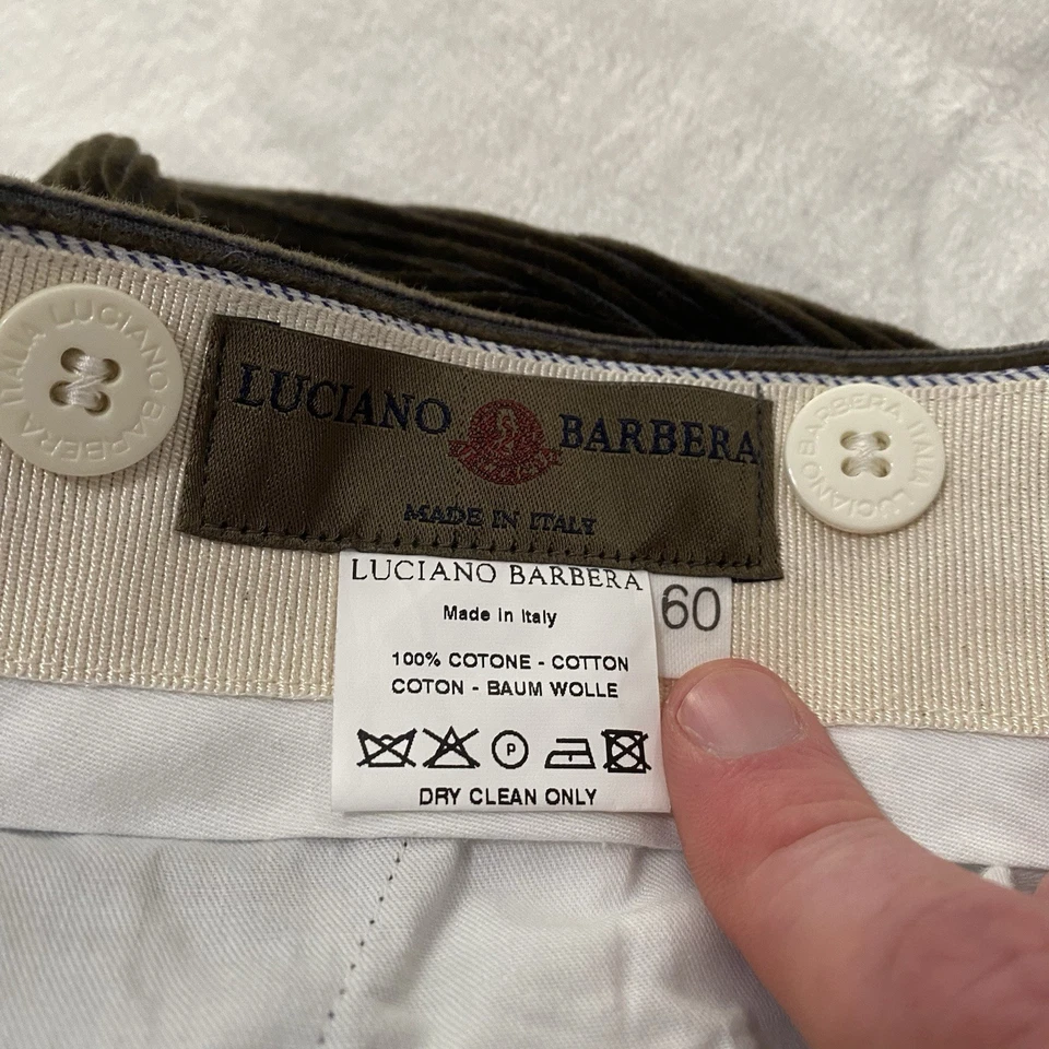 Pantalones de vestir de pana para hombre Luciano Barbera 42x30 marrón oscuro Italia *LEER Foto 3 de 4