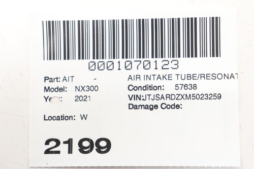 2018 - 2021 LEXUS NX300 2.0L INTERCOOLER AIR COOLER HOSE TUBE PIPE OEM - Picture 7 of 7