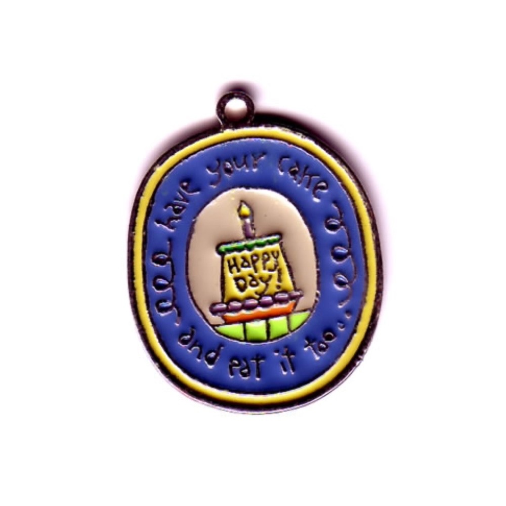 Hobby & Crafting Fun Happy Birthday Cake Metal Tag Pendant Birthday Card Making