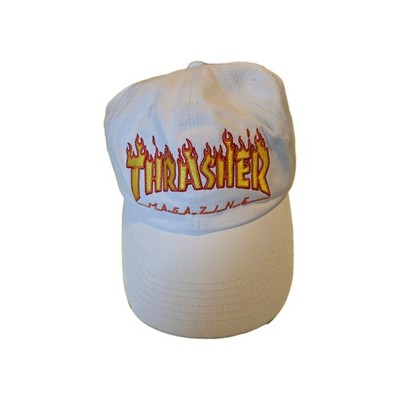 Thrasher Magazine White  Flaming  Logo Old Timer Cap  Adjustable Adult Size