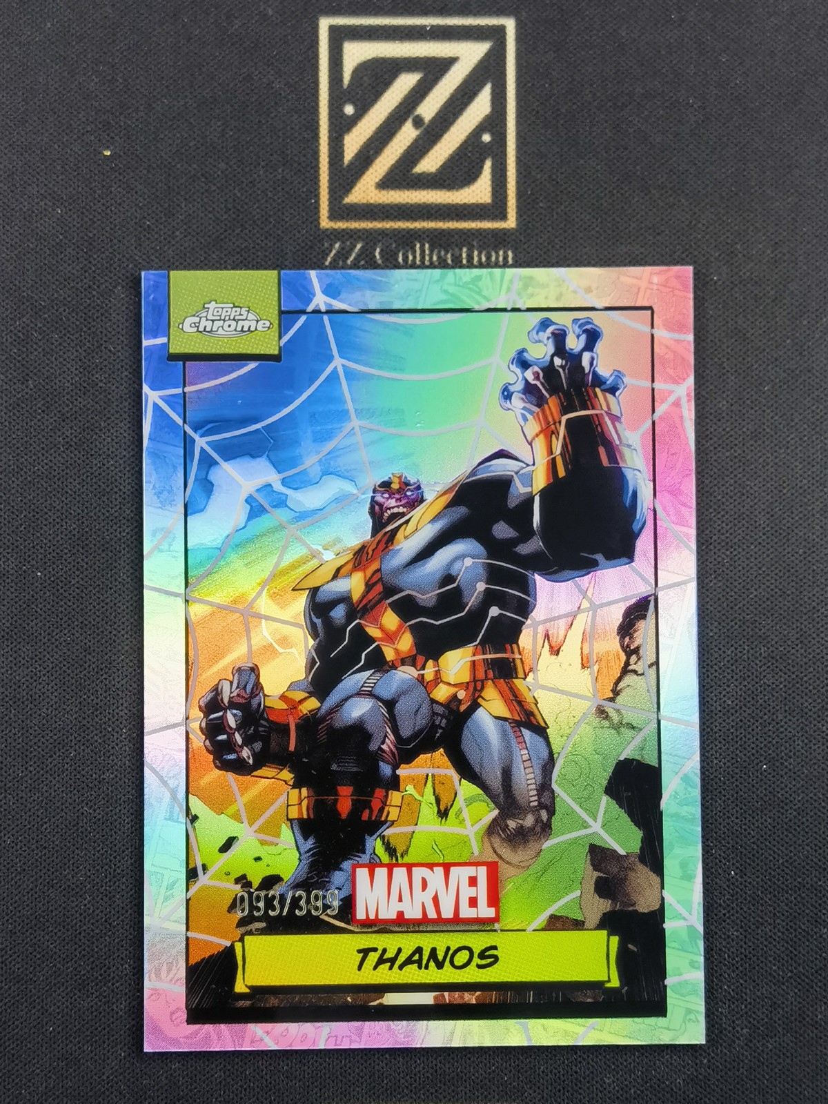 2024 Topps Chrome Marvel Spider Web Refractor 093/399 Thanos #72