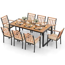 9 Pieces Patio Dining Set with Soft Cushions and 1.9" Umbrella Hole for Garden