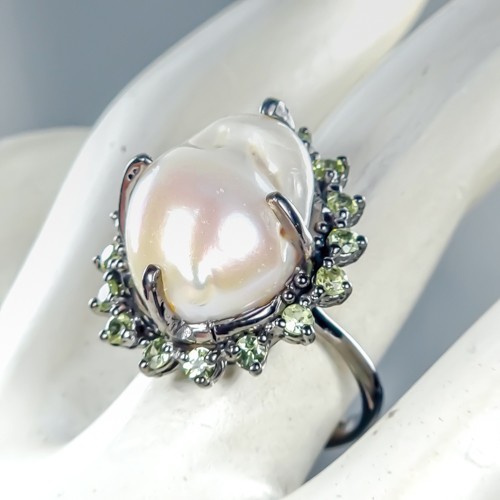 Jewellery Natural Baroque Pearl Ring 925 Sterling Silver Size 8.5 /R425671 - Picture 2 of 8