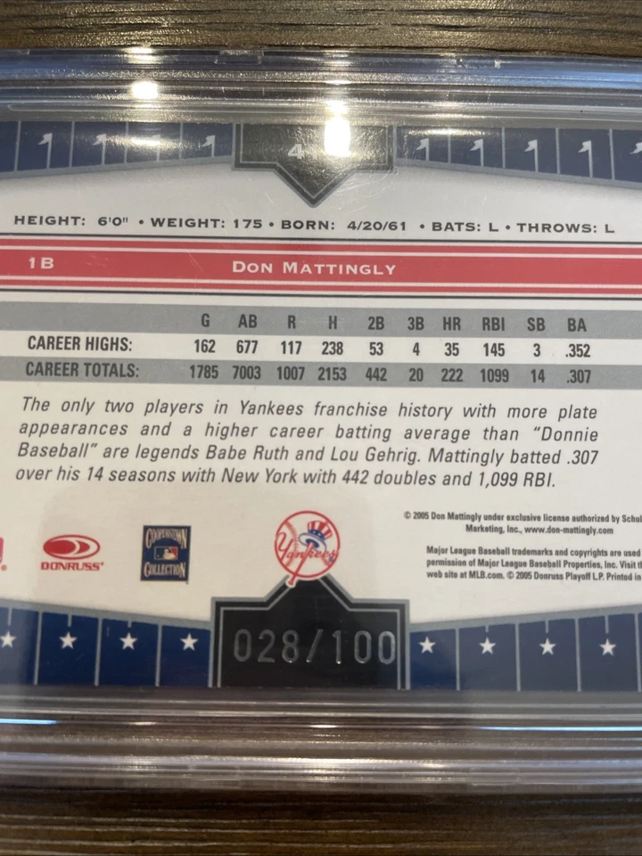 2005 Donruss Champions Impressions Don Mattingly BGS 8 Blue #100 Yankees - Image 4 of 4