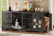 71" Dog Crate Furniture for 2 Large Dogs, Heavy Duty Indoor Kennel