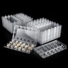 100 Pcs Quail Egg Cartons, 18 Grids Plastic Egg Storage Boxes, Stackable, Reu...