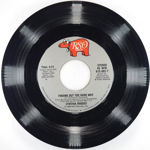 CYNTHIA RHODES Finding Out The Hard Way RSO 815 882-7 VG+ 45 7" 1983 Soundtrack - Picture 2 of 4