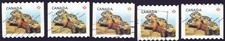 Canada sc#2604 x 5 Baby Wildlife 2013: Woodchucks, Units from Coil, Used