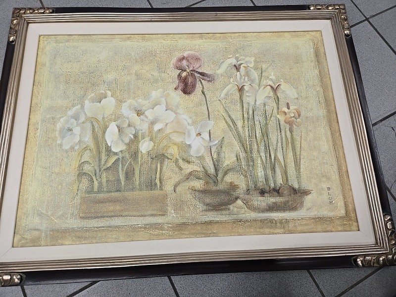 ASIAN FLORALS ART PICTURE FRAME 39x30 by BLUM MADE IN USA
