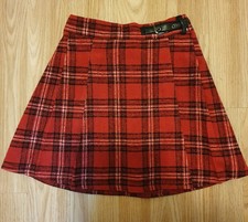 Mädchen rot Schottenkaro Plissee Kilt Rock-elastisch verstellbare Taille Alter 9-10 Jahre