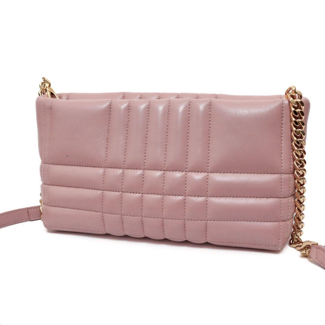 Burberry Lola Quilted Chain Bag Pink Leather Crossbody Used