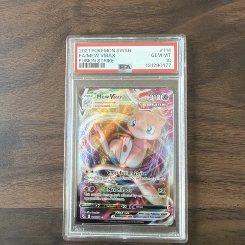 2021 POKEMON SWORD & SHIELD FUSION STRIKE #114 FULL ART/MEW VMAX PSA 10